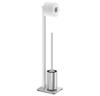 Roll holder with toilet brush Zack CARVO Inox